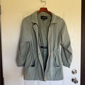 London fog sage green hooded anorak jacket cinched waist - S